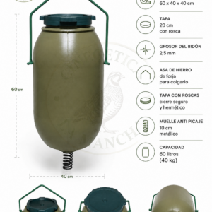 COMEDERO PARA MENOR DE MUELLE 60 LITROS CON ASA